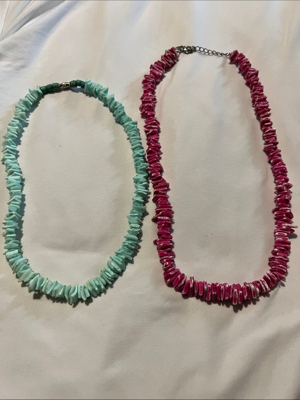 Handmade Turquoise and Magenta Chip Necklace Set